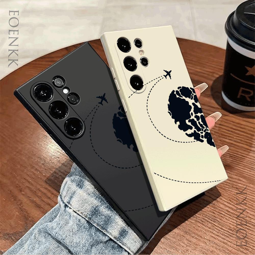 Aircraft route map Silicone Case For Samsung Galaxy S25 S24 S23 S22 S21 Ultra FE A35/A54/A55/A34 5G Note 10/20 Plus Soft Cover