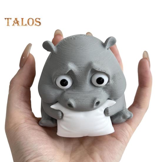 Trauriges Baby-Nilpferd 3D-gedrucktes Nilpferd-Ornament Miniatur-Nilpferd-Figur Desktop-Sammlerstück Nilpferd-Dekoration für Zuhause Büro