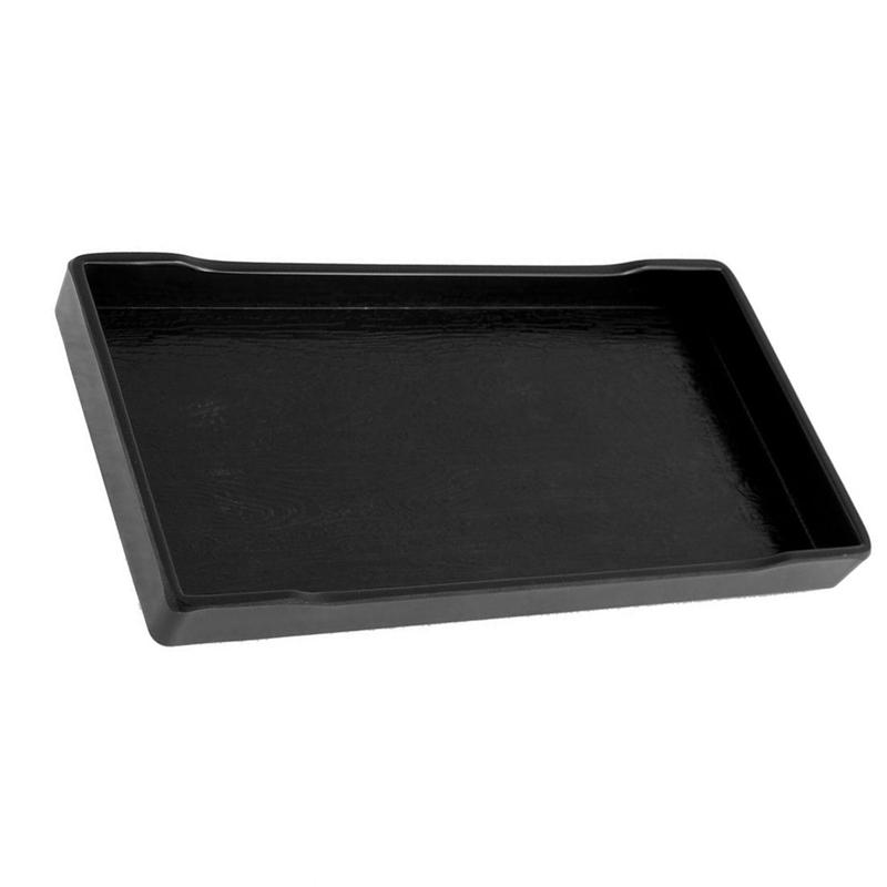 ABBY-4X Plastic Rectangular Design Lunch Food Tray Salver Black