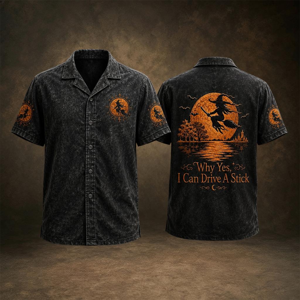 Men's Casual Halloween Print Short Sleeve Neck Shirt, Lightweight and Breathable