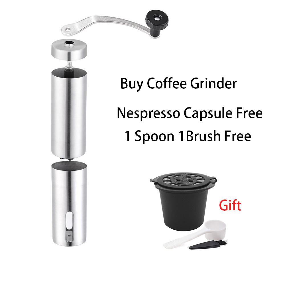 Mini Kaffeemühle Edelstahl Hand manuell Handgemacht Kaffeebohnenmühle Crocus Grinders Nespresso Dolce Gusto Kapsel