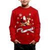 Children's Christmas Reindeer Print T-shirt Boys Cute Round Neck Long Sleeved Soft Comfortable Top