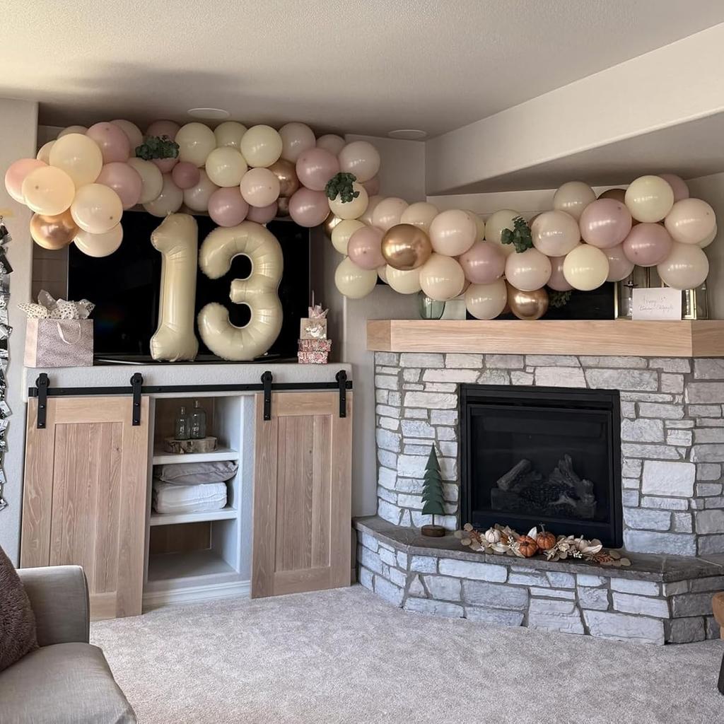 Dusty Pink Beige Balloons, 60 Pcs 12 Inch Pink Sand White Balloons, Metallic Gold Nude Cream Balloon for Girls Women Birthday Pastel Bridal Shower