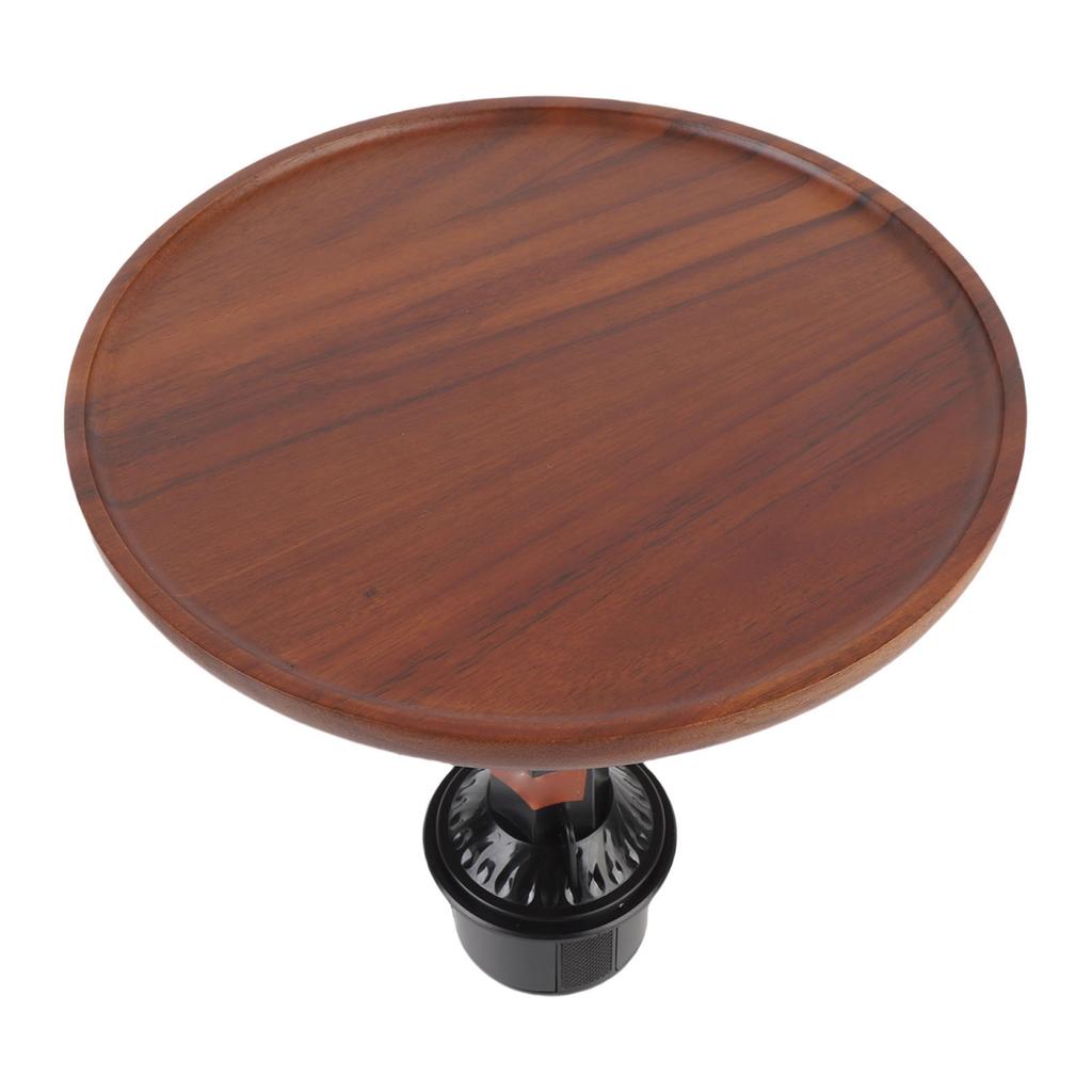 360 degrees Rotating Car Cup Holder Tray with Silicone Pad Wooden Cup Holder Food Table for Most Cup Holders Front