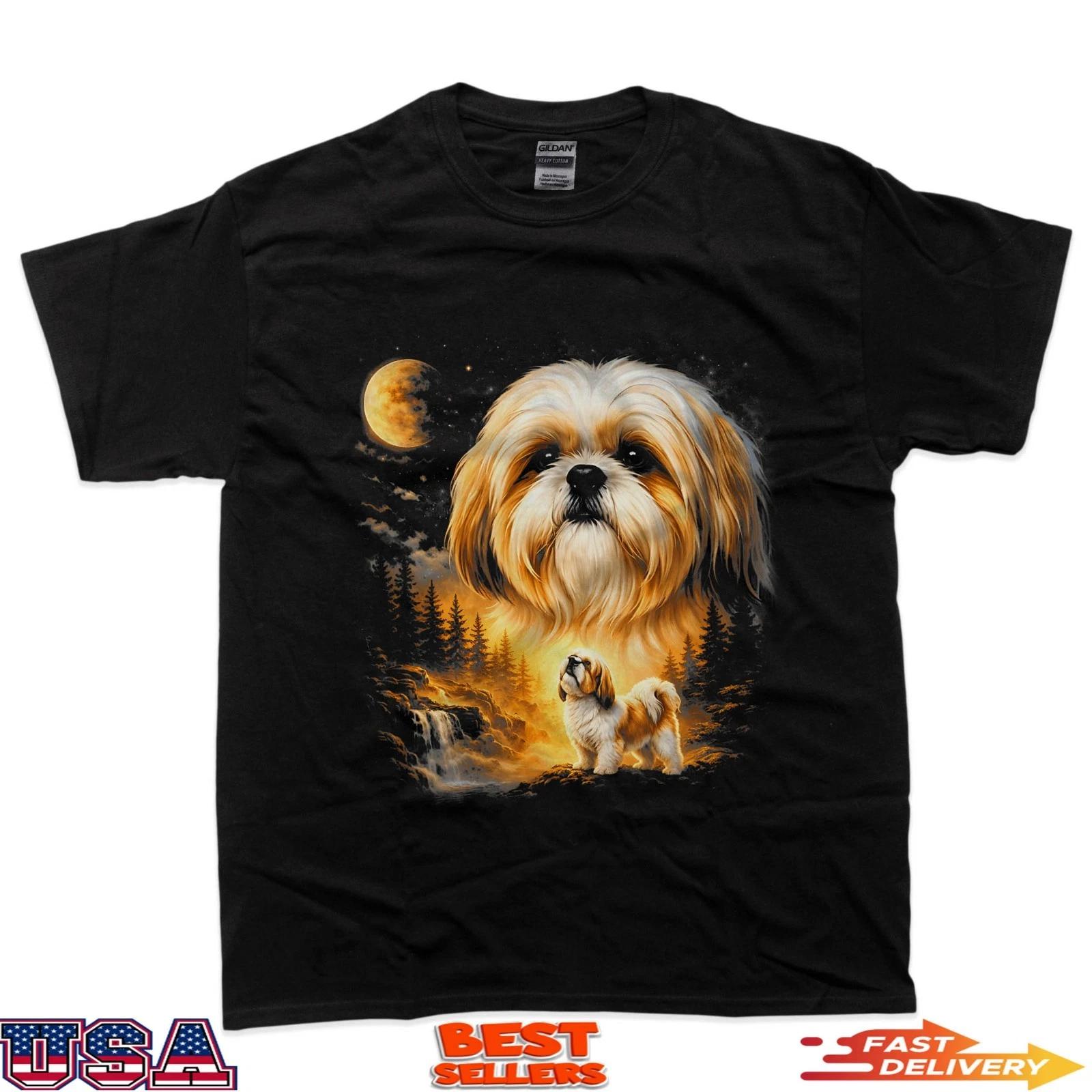 Shih Tzu Howling To The Moon Vintage 90S Funny Dog Graphic T-Shirt XL