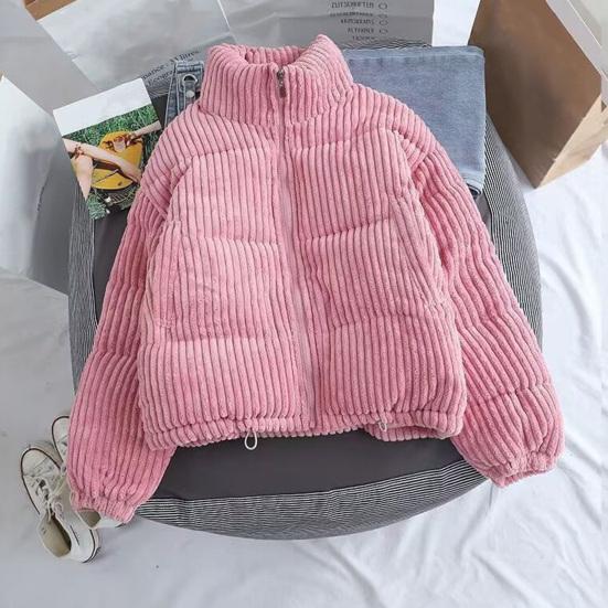 Giacca Piumino in Velluto a Coste da Donna Maniche Lunghe con Cerniera Trapuntato Cappotto in Piumino Invernale Ispessito Caldo Imbottito Capispalla