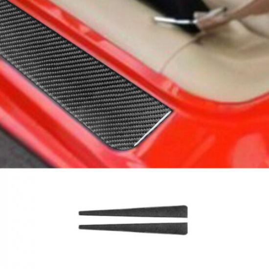 2pcs Black Carbon Fiber Car Side Door Sill Cover For Corvette C5 98 99 00 01 02