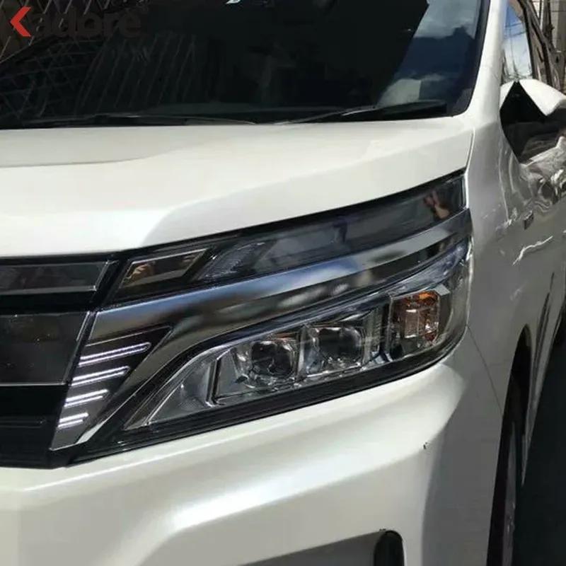 For Toyota Noah Voxy R80 Mid 2017- Facelift Chrome Car Front Head Light Lamp Eyebrow Eyelid Cover Trim Accessories