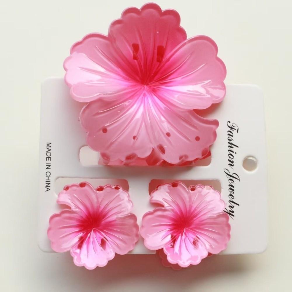 3Pcs/Set Gradient Hawaiian Flower Hair Clip Hibiscus Hair Clips New Hairpin  Summer Hair Accessories
