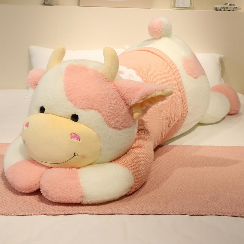 Sweater Lying Cow Throw Pillow Plush Toy Doll Big Cow Doll Girl Sleeping Soothing Doll