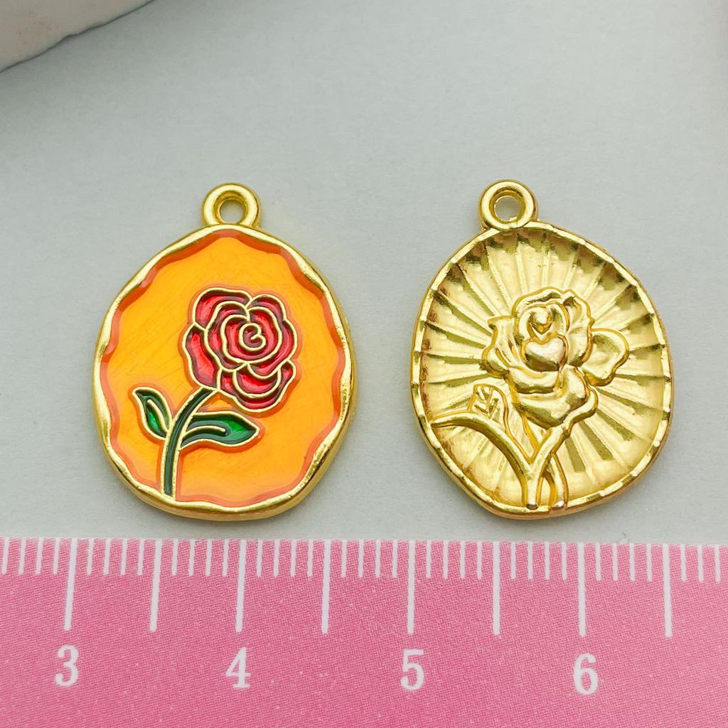 Ancient Gold Enamel Oil Drop Pendant Tulip Rose Lily Diy Bracelet Necklace Jewelry Accessories