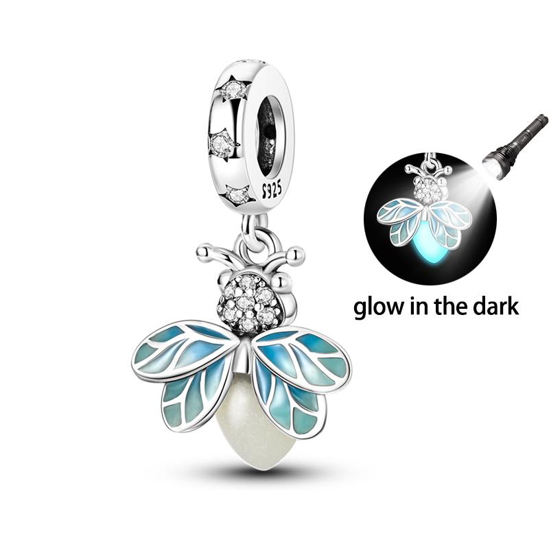 Copper Glow-In-The-Dark Firefly Butterfly Deer Charms Beads Pendants Fit Qikaola Original Bracelets Diy Birthday Jewelry