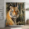 Artistic Tiger Shower Curtain Bamboo Forest Design for Bathroom Decorations Modern Animal Print Home Decoration Waterproof Fabri