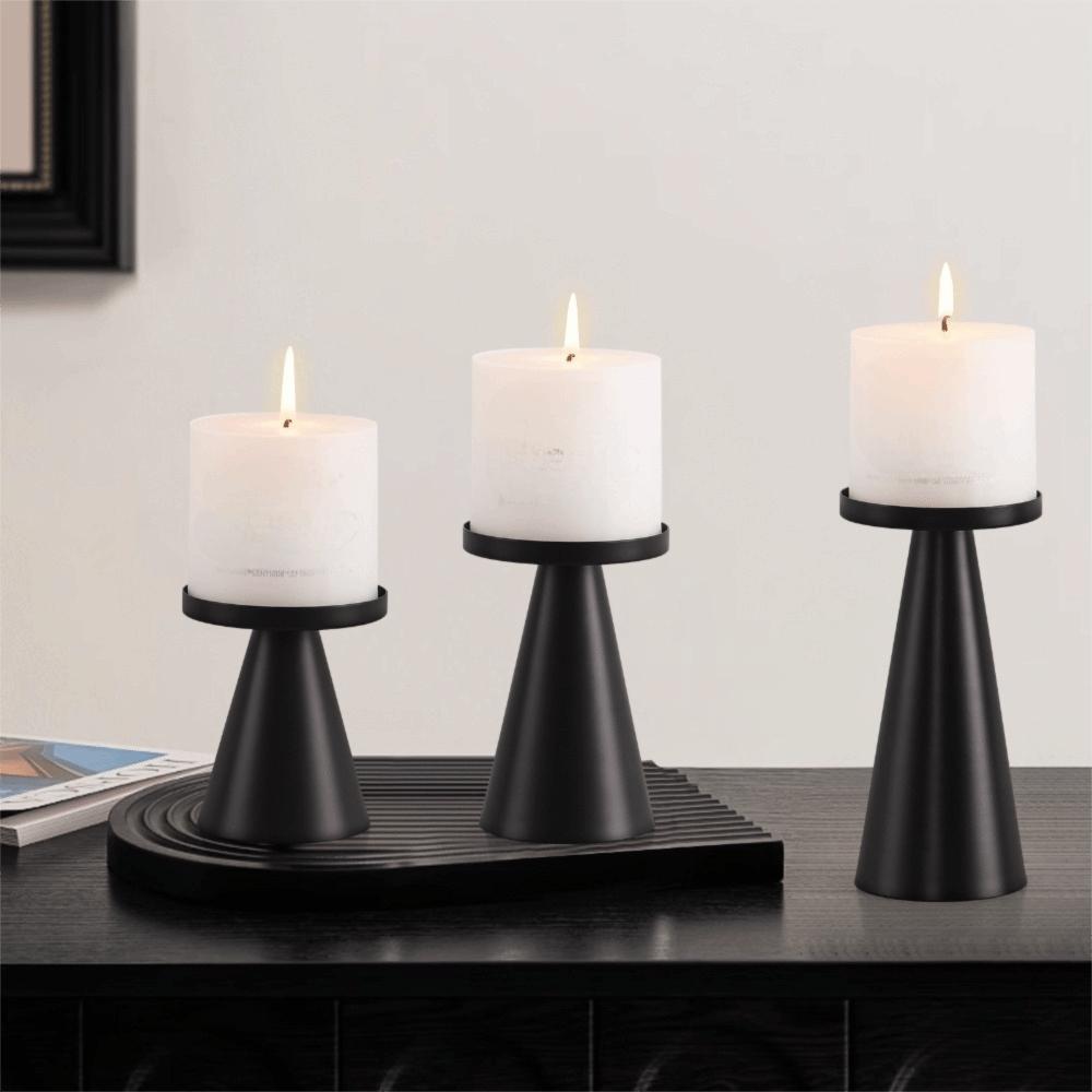 3PCS/SET Stand Nordic Golden Candle Holder Cone-shaped Scented Candles Pillar  Valentine's Day