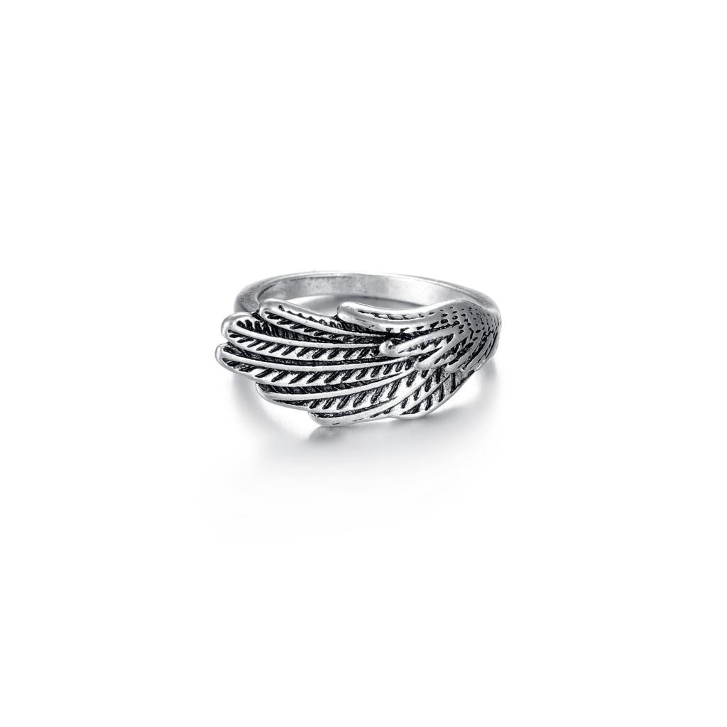 Retro Angel Wings Ring For Men Women Silver Color Punk Gothic Open Ring Handmade Designer  Unisex Accessories Lovers Gift