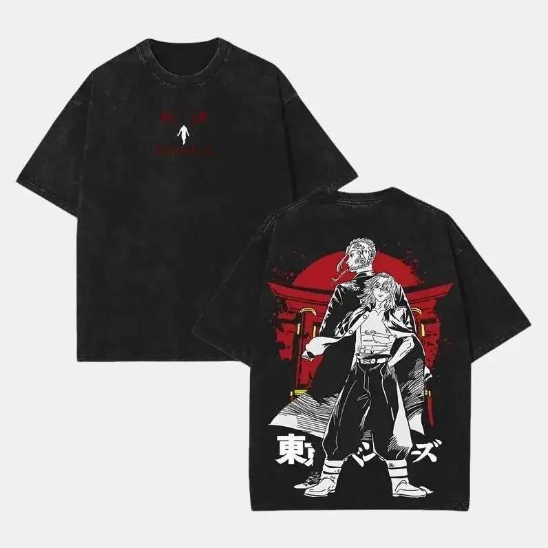 

Tokyo Revengers MIKEY Draken Printed Tee Men Women Washed Cotton T-shirts Manga Vintage T Shirt Harajuku Short Sleeve Tshirt XXL