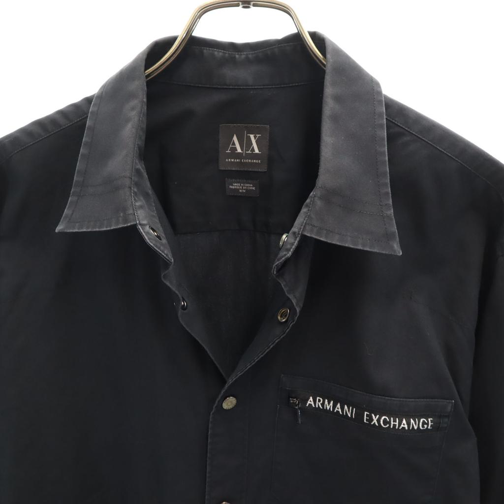 Armani Exchange Long Sleeve Cotton Shirt M Black Men's Used