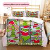 1 Stück Grinch-Muster Bettwäsche Steppdecke Set Bettbezug Kissenbezug Heimdekoration Geburtstagsgeschenk (1 Bettbezug + 2 Kissenbezüge, ohne Füllung)