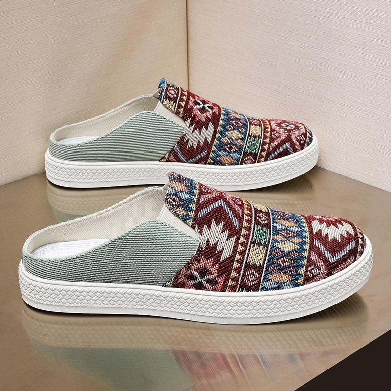 Summer New Fashion Cloth Board Shoes Half Drag, Black, Beige