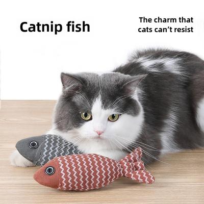 Pet Supplies Simulation Fish Cat Plush Canvas Toy Catnip Cat Teasing Linen Chew-resistant Teething Toy