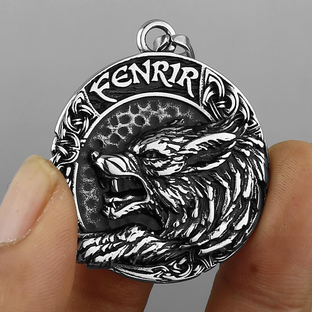 Viking Fenrir Wolf Mystic Rune Pendant Men's Fashion Trend Amulet 316L Stainless Steel Pendant Necklace Party Gift Jewelry