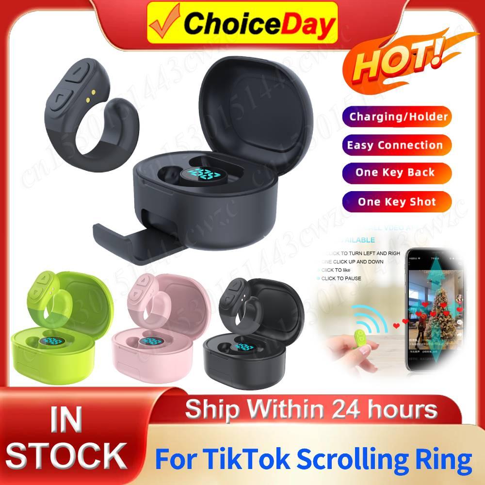 Wireless Camera Shutter Selfie Button For TikTok Scrolling Ring For TIK Tok Ring with Stand Remote Page Turner Clicker Remote
