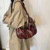 Premium Texture Bag Women'S Large-Capacity Design Pleated Messenger Bag Commuter Dumpling Bag