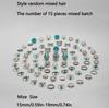 JMXD-15 Pcs Bohemian Turquoise Flower Rings Set Vintage Geometric Lace Stackable Boho Chic Statement Jewelry for Women