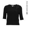 ELLASSAY Women's Silk Cashmere Knit Top with Water Drop Hollow Design