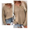 Button Up Pullover, Solid Color Pullover, V-neck Knit Sweater, Women's Streetwear, Trendy Sweater, Women's Plus Size, Worn Inside Out
