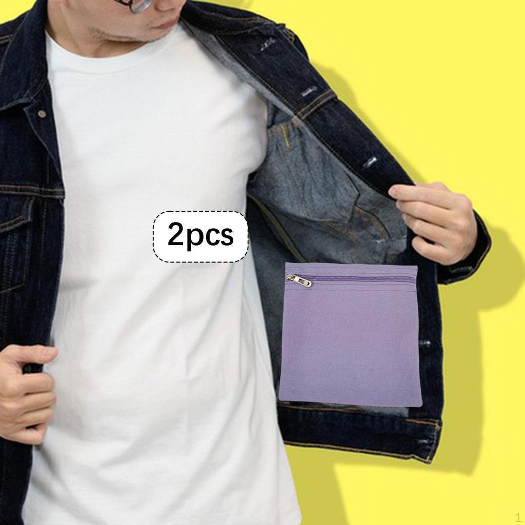 2 Pieces Sew in Pocket with Zipper Clothes Inner Pockets Mobile Storage Pouch Travel Security
