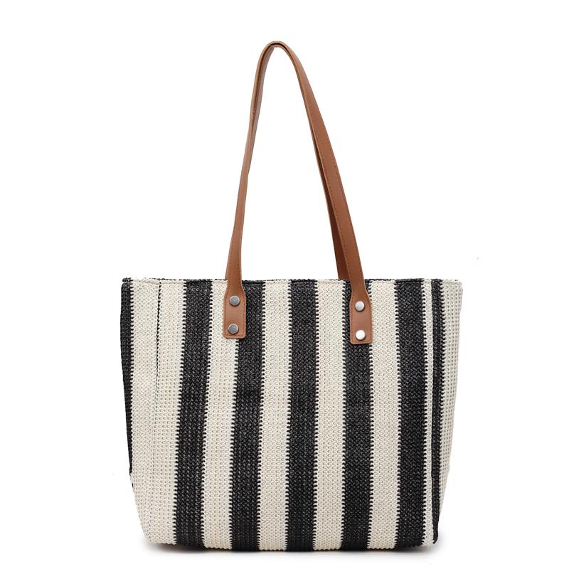Strohtasche Damen Strandtasche Schultertasche Gewebte Tasche Pendler Große Kapazität Tragetasche