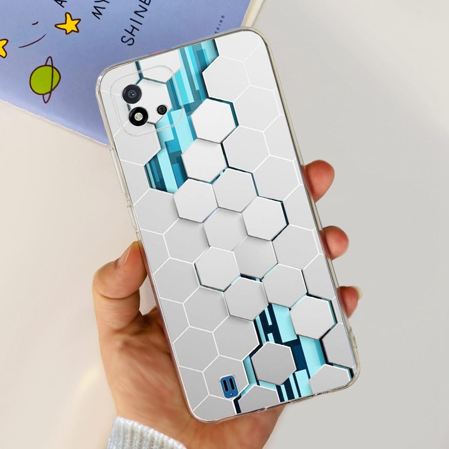 For Realme C11 2021 Phone Case RealmeC11 C 11 2021 RMX3231 Back Cover Soft TPU Transparent Silicone Bumper Flower Butterfly