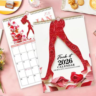 2026 Väggkalender för Vackra Eleganta Damer Humor Väggbonad Månadskalender
