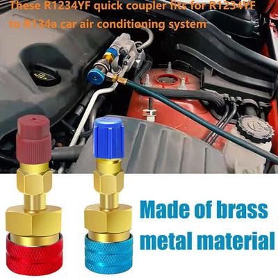2Pcs R1234YF High/Low Side Quick Couplers Adapter Kit Quick Fitting Coupler For R1234YF To R134A Conversion Connectors
