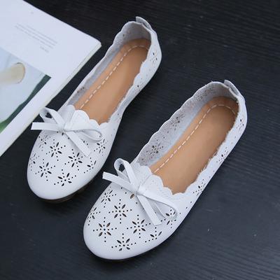New Leather Summer Shoes Woman Flats Hollow Breathable Casual Flat Shoes Comfortable Women Shoes Fashion Sneakers