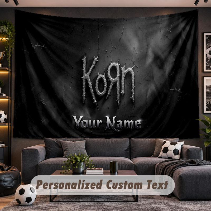 Wall Hanging Tapestry Custom NameKorn Pattern Personalized Printed Fabric Wall Decor