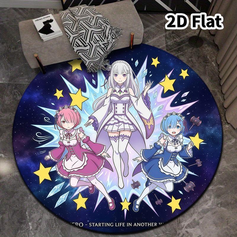 Re Zero Round Area Rug Carpet Rug For Living Room Bedroom Sofa Playroom Decor Nonslip Floor Mat