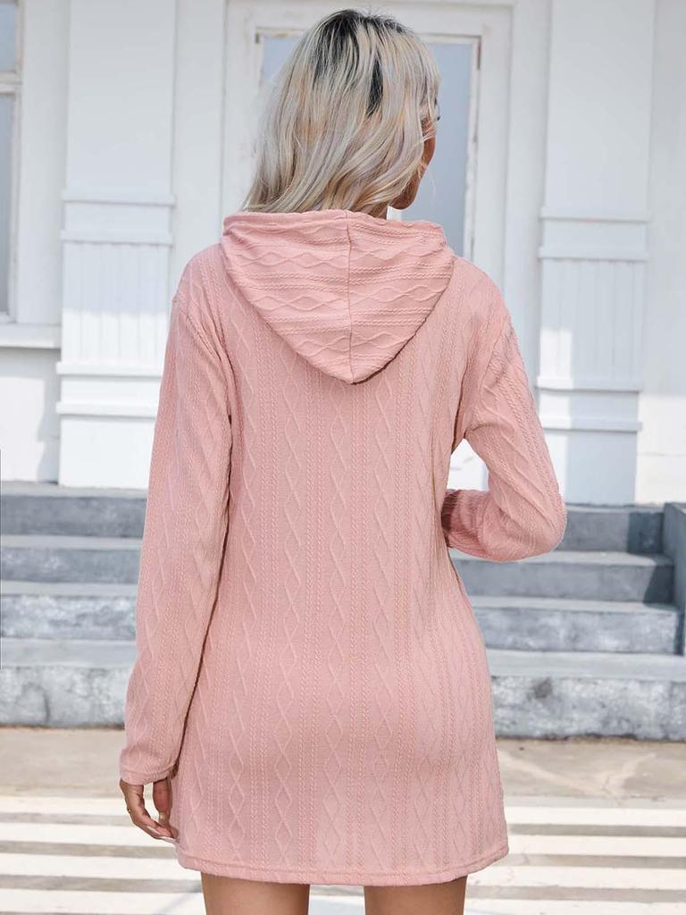 2024 Autumn Bestseller: Women's Solid Color Long Sleeve Hooded Knit Dress