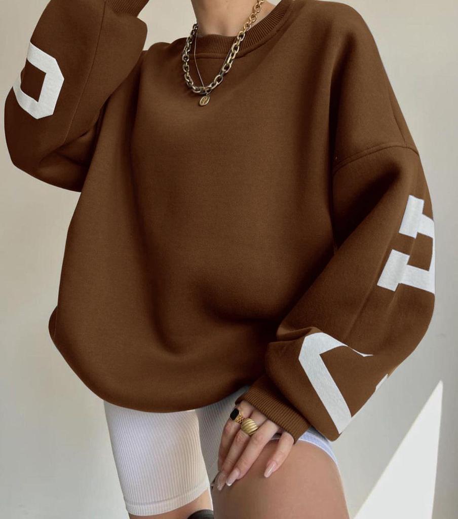 2024 Wild Berry Russian Women's Fashion Thick Print Long Sleeve Khaki Hoodie