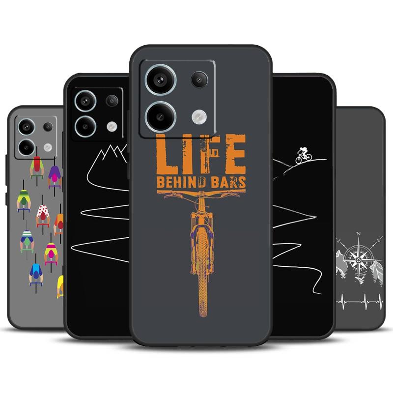 MTB Mountain Bike Cycling Bicycle Case For Xiaomi Redmi Note 13 11 9 10 12 Pro Plus 9S 10S 11S 12S Redmi 13C 9C 10C 12C Cover
