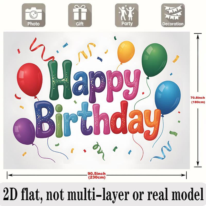 Birthday Theme Party Banner, Colorful Photo Backdrop Wall Decor