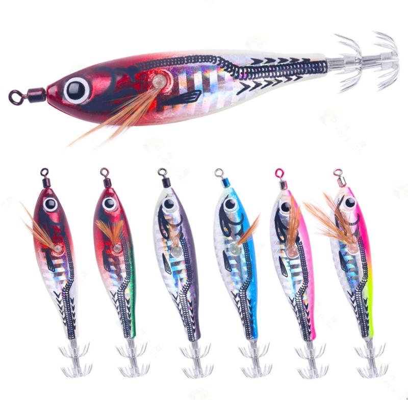 6Pcs Squid Cuttlefish Sleeve Hook Jigs Lures Artificial Shrimp Baits  Cuttlefish Sleeve Squid Jigs Baits Easy to Use
