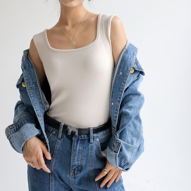 Magliette da donna senza maniche con scollo a U T-shirt da donna Gilet da strada Top