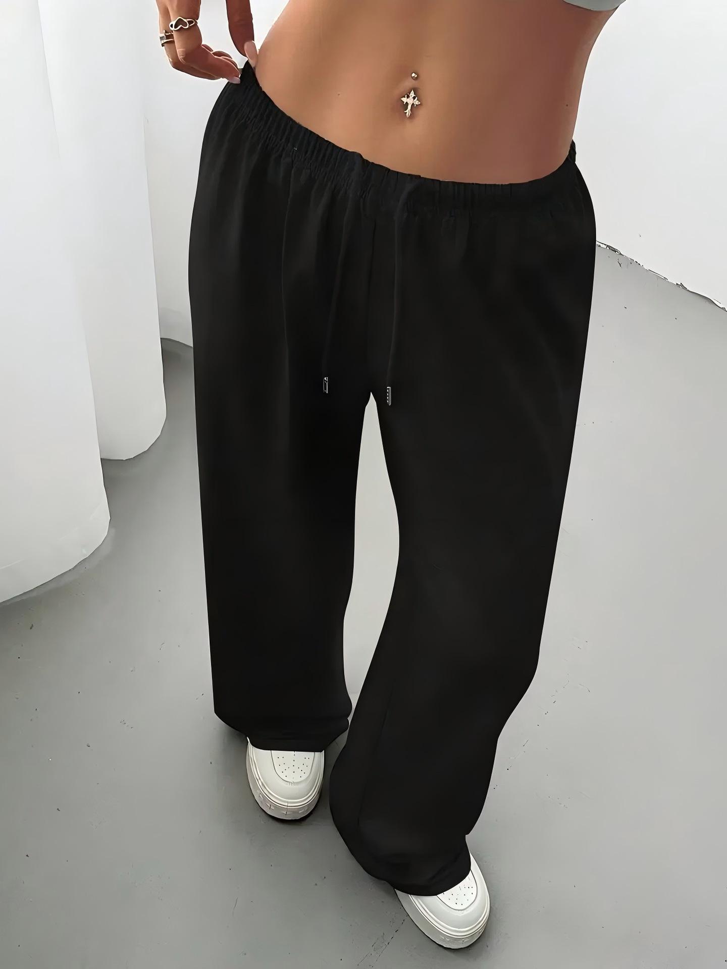 

Women s 2025 Cross-border Outdoor Casual Loose Wide-leg Pants with Pockets XXL чёрный