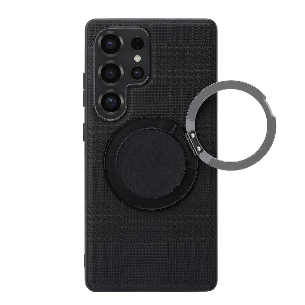 VILI D-THS Series for Samsung Galaxy S23 Ultra Magnetic Case Ring Kickstand PC TPU Phone Back Cover with Strap
