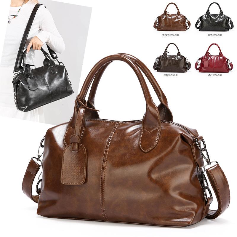 Retro Large-capacity Bag Fashionable Matte Boston Bag Hand-held Commuter Tote Bag