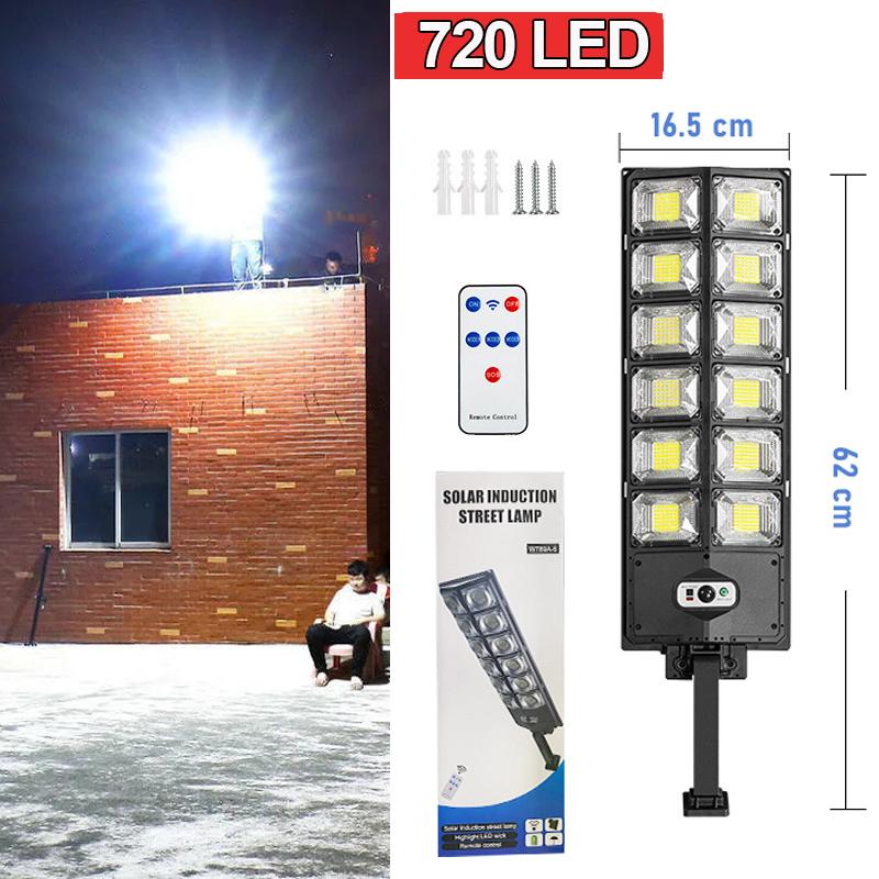 Najmocniejsze Zewnętrzne Lampy Solarnie 3 Tryby Pilot LED Słoneczne Oświetlenie Uliczne 720 LED Wodoodporna Lampa Ogrodowa do Domu i Podwórka