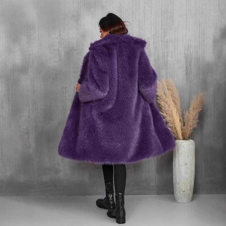 New Fashionable Women's Faux Fur Long Jacket