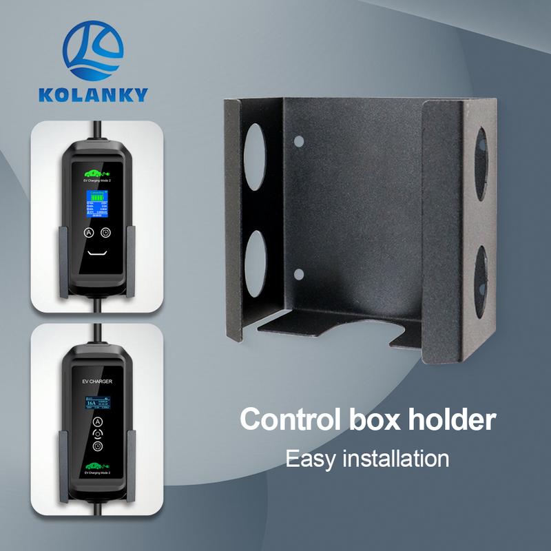 Kolanky Portable EV Charger Control Box Iron Holder EV Charging Wallbox Holder Easy Install for Electric Vehicle Charger